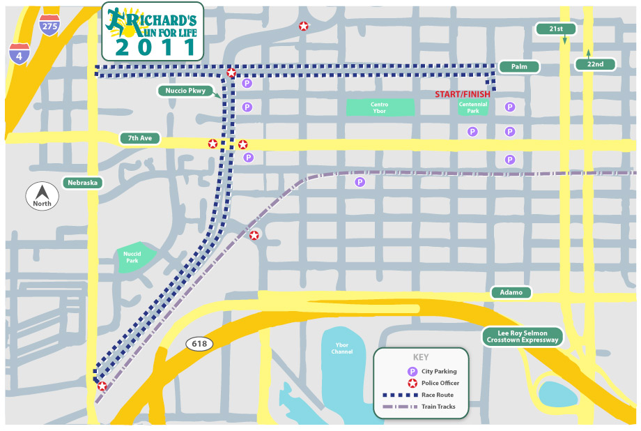 Richard's Run For Life 2011 Ybor City Map